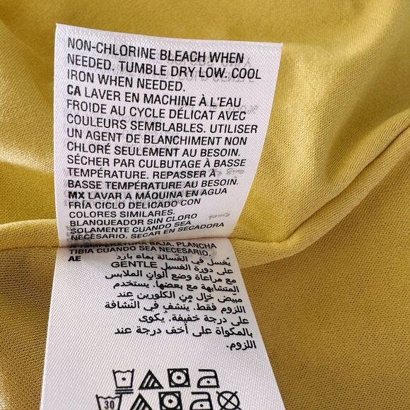 Alfani Elements Medium Top Stretch Draped Sleeves Scoop Neck Raffia Yellow Shiny - Picture 9 of 9